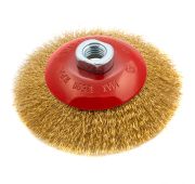 Щетка для УШМ, 125 мм, М14, «тарелка», латунированная витая проволока Matrix