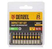 Набор бит торсионных PZ1x25 мм, лазерная обработка шлица, сталь S2, 10 шт.// Denzel
