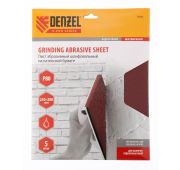 Шлифлист на бумажной основе, P 80, 230 х 280 мм, 5 шт, латексный, водостойкий Denzel