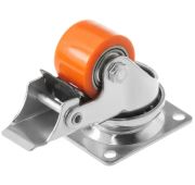 Колесо мебельное со стальным ободом 35 мм (площадка, тормоз, полиуретановое покрытие, ш/подш