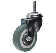 Колесо 720100 аппаратное, серая резина, крепление-шпилька, поворотное, д. 100