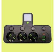 Сетевой фильтр с USB 3 розетки и 2 USB + 1 type C/HG-276