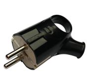 Вилка угловая с кольцом с заземлением 16А черная 4220 IN HOME