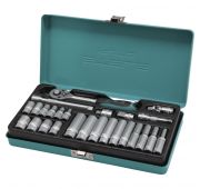 Набор торцевых головок с трещоткой, 1/4, 26 предметов Stels