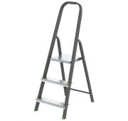 Стремянка, 3 ступени, стальной профиль, алюминиевые ступени, Россия // Сибртех