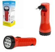 Аккумуляторный светодиодный фонарь 7 LED с прямой зарядкой Smartbuy, красный