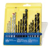 Набор сверл по бетону, металлу, дереву 4-5-6-8-10 мм, 15 шт, пластиковый бокс, цилиндрический хвосто