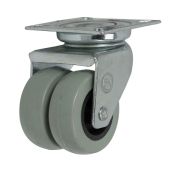 Колесо 220050, поворотное колесо сдвоенное, покрытие полиуретан, платформенное крепление,  диам. 50