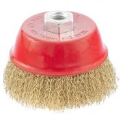 Щетка для УШМ, 100 мм, М14, «чашка», латунированная витая проволока// MATRIX
