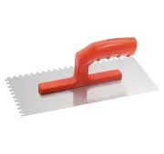 Гладилка стальная, 280 х 130 мм, зеркальная полировка, пластмас. ручка, зуб 6 х 6 мм