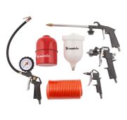 Набор пневмоинструмента, 5 предметов, быстросъемное соед., краскорасп. с верхним бачком// MATRIX