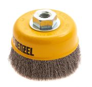 Щетка для УШМ, 100 мм, «Чашка», витая нержавеющая проволока 0.3 мм, М14 Denzel
