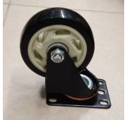 Колесо полиуретановое черное 100 мм (поворот, полипропил.обод, двойной шарикополш.)