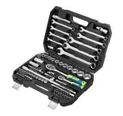 Набор инструментов, 1/2«, 1/4», пластиковый кейс, 82 предмета// Сибртех