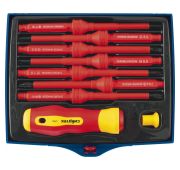 Отвертка со сменными жалами, диэлектрическая до 1000 В, 9 предметов, CrV Сибртех