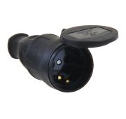 Розетка переносная с заглушкой каучук 2Р+РЕ 16А 250В IP44 TDM//15782